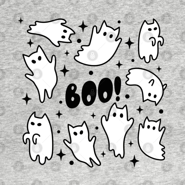 Boo Halloween Cat Ghosts by uncommontee